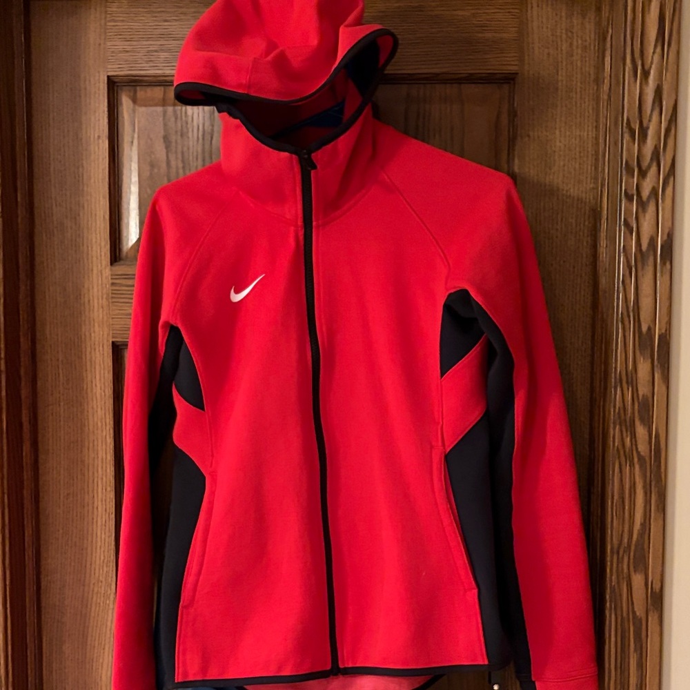 Nike Red and Black Dri-FIT Hooded Zip Jacket